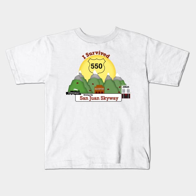 I Survived the Drive to Durango, Silverton & Ouray Kids T-Shirt by MMcBuck